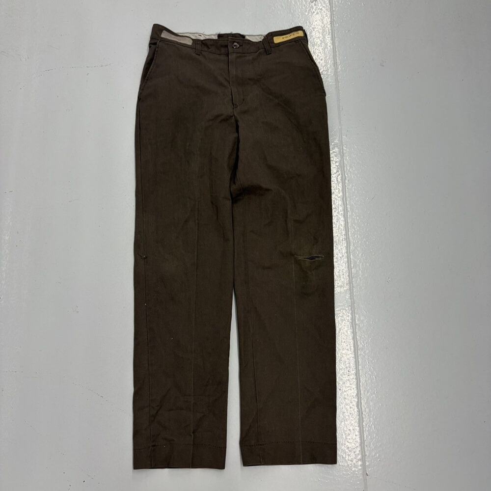 Vintage 70s 80s Red Kap Brown Canvas Workwear Chinos 33x32